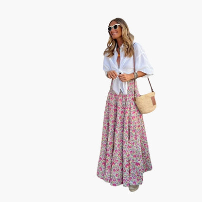 Women's Maxi Skirt Elastic Waist Floral Print