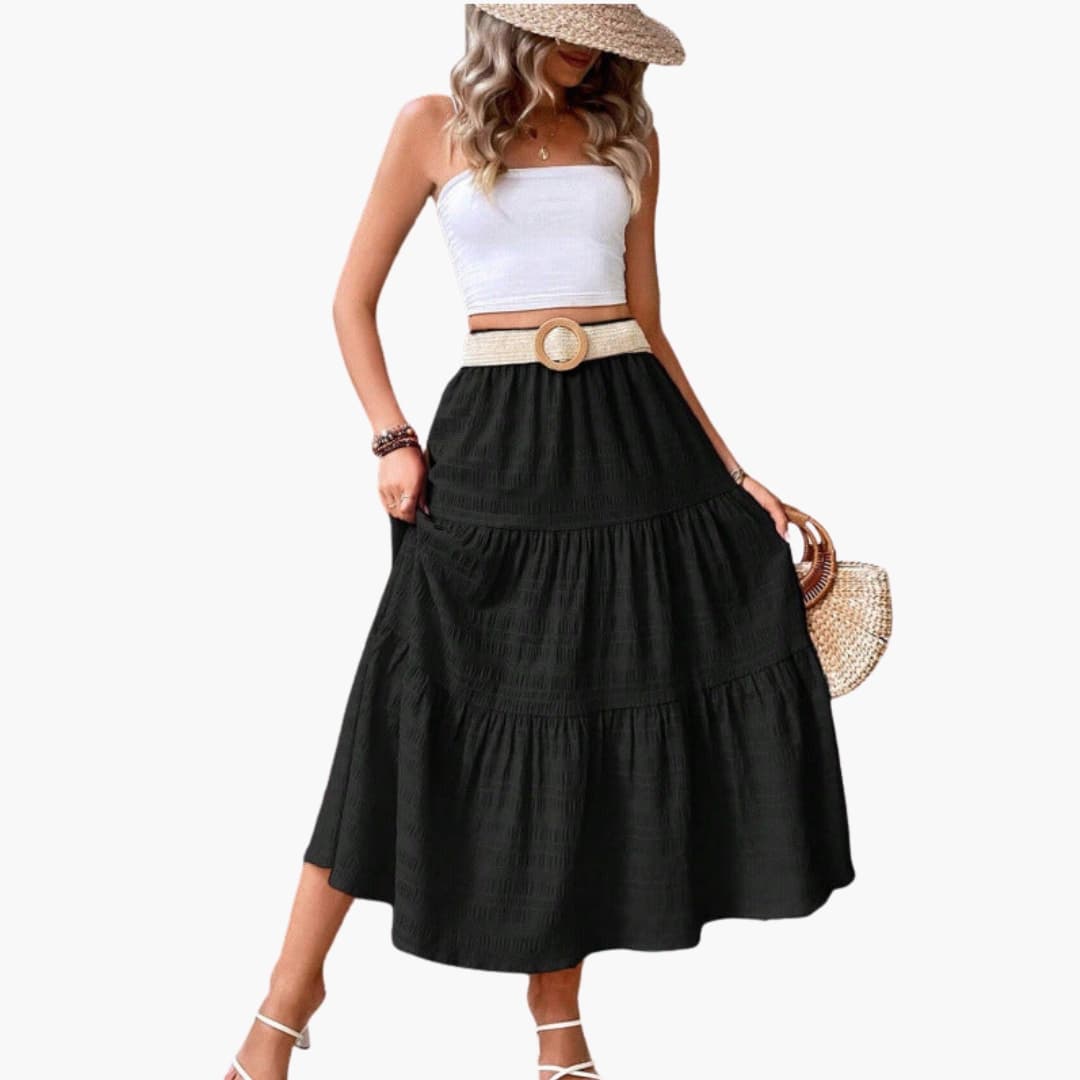 Women's Maxi Skirt Elastic Waist Layered - VibreMode