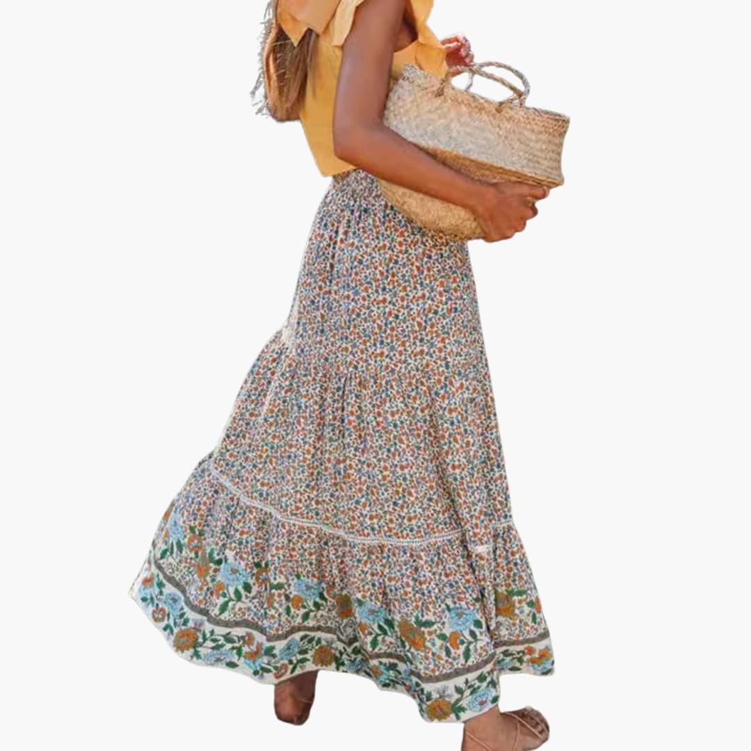 Women's Maxi Skirt Elastic Waist Floral Print