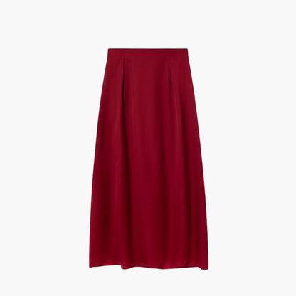 Women's High Waist Satin Maxi Skirt