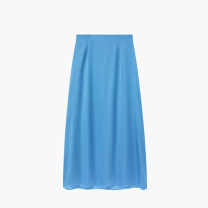 Women's High Waist Satin Maxi Skirt
