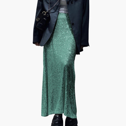 Women's High Waist Maxi Skirt Sequin