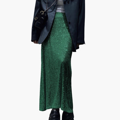 Women's High Waist Maxi Skirt Sequin