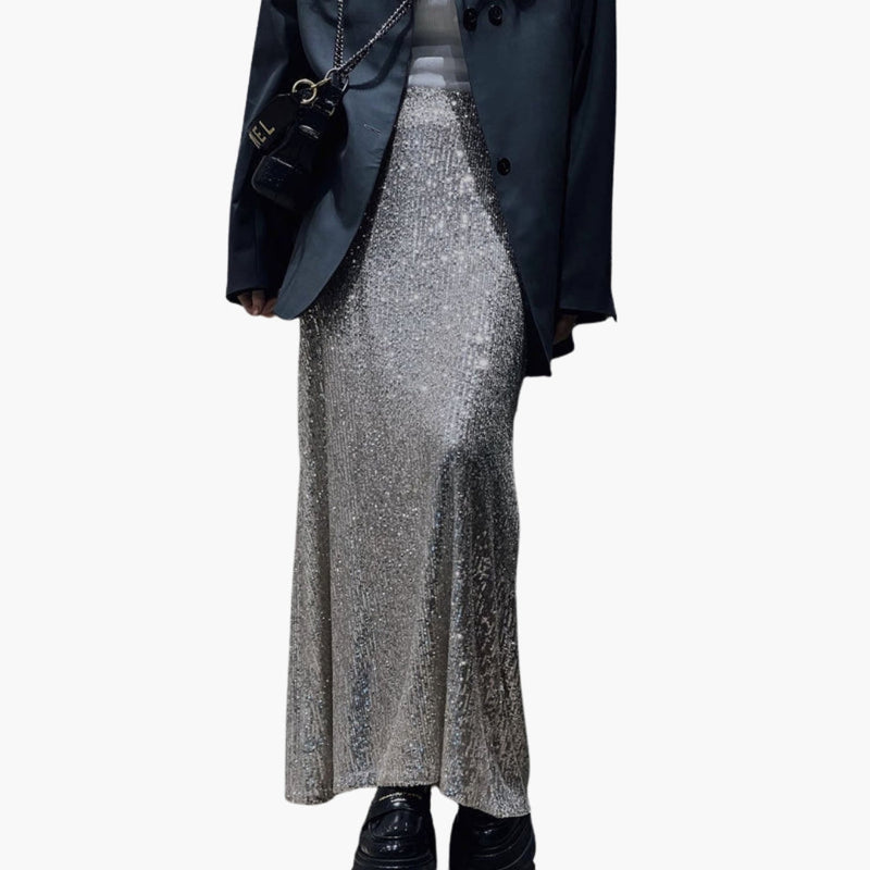 Women's High Waist Maxi Skirt Sequin