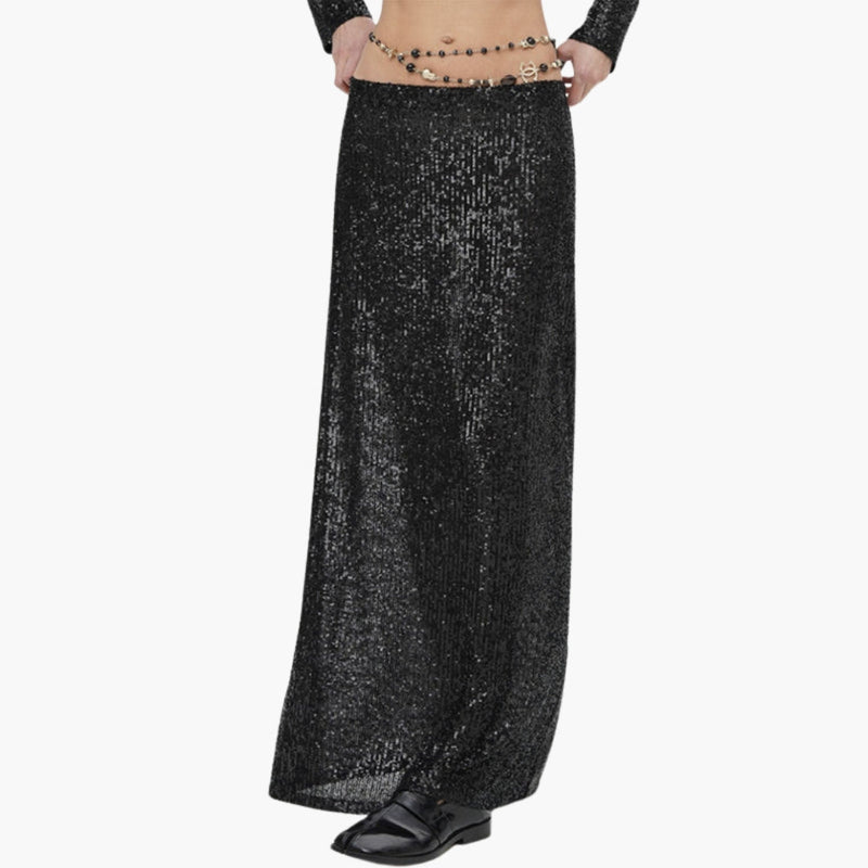 Women's High Waist Maxi Skirt Sequin