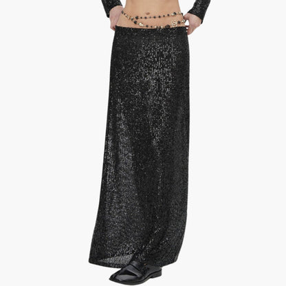 Women's High Waist Maxi Skirt Sequin