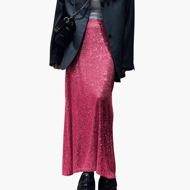 Women's High Waist Maxi Skirt Sequin - VibreMode