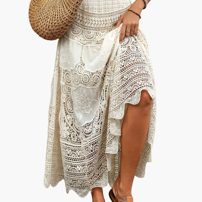 Women's High Waist Maxi Skirt Lace Detail
