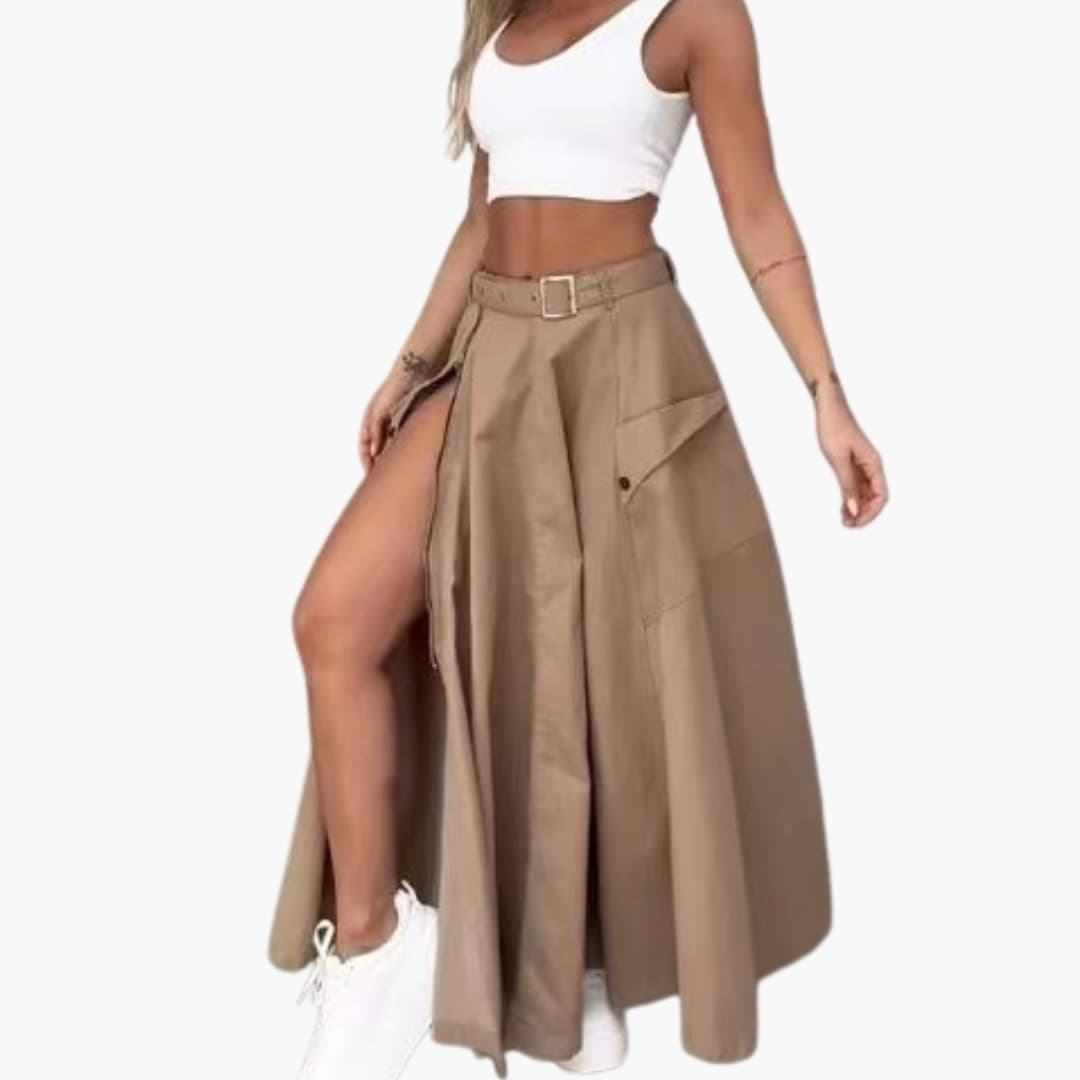 Women's Maxi Skirt Side Pockets High Slit