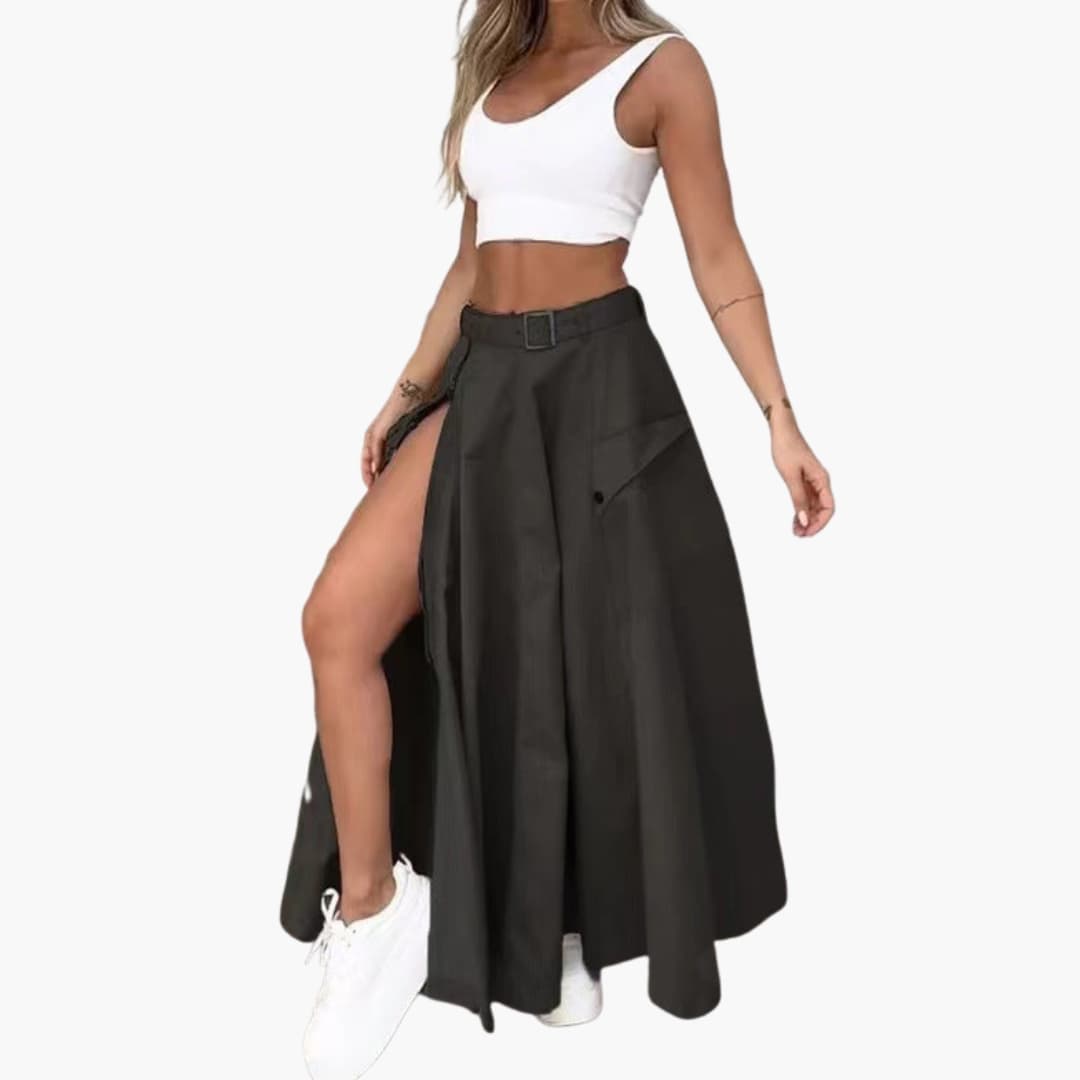 Women's Maxi Skirt Side Pockets High Slit