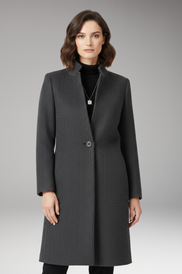 Women's Mid Length Coat Stand Collar
