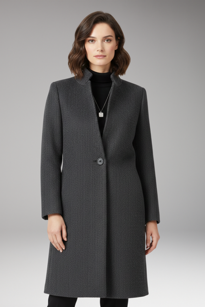 Women's Mid Length Coat Stand Collar