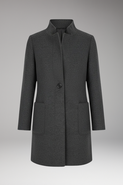 Women's Mid Length Coat Stand Collar - VibreMode
