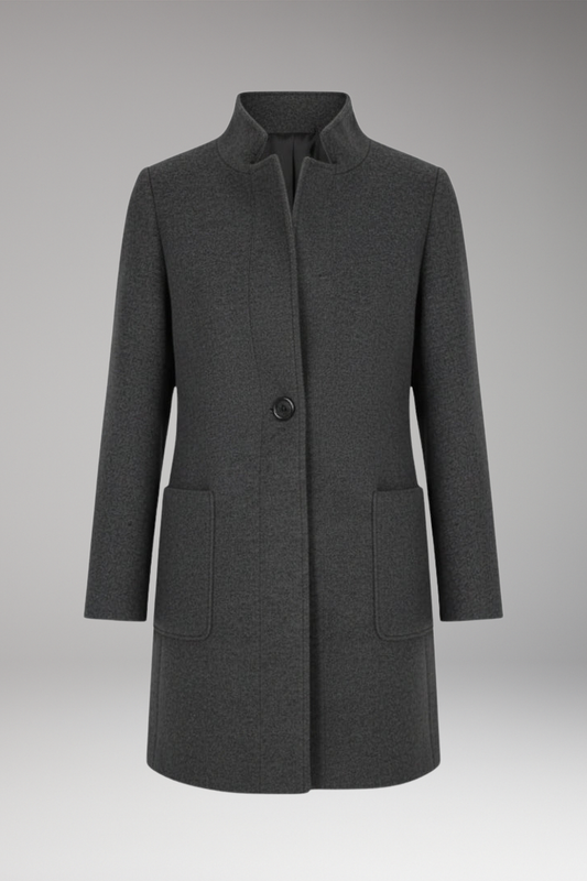 Women's Mid Length Coat Stand Collar - VibreMode