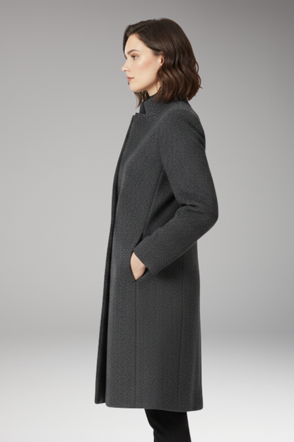 Women's Mid Length Coat Stand Collar