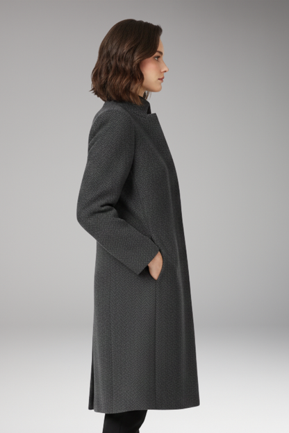 Women's Mid Length Coat Stand Collar