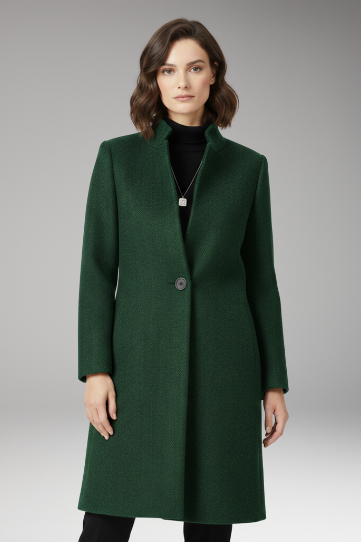 Women's Mid Length Coat Stand Collar