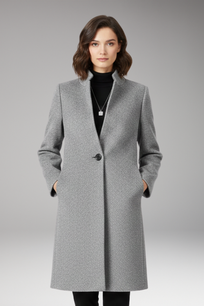 Women's Mid Length Coat Stand Collar