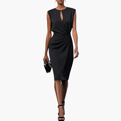 Women's Short Sleeve Midi Dress Defined Waist Fitted