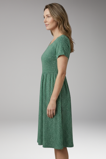 Women's Floral Midi Dress Round Neckline