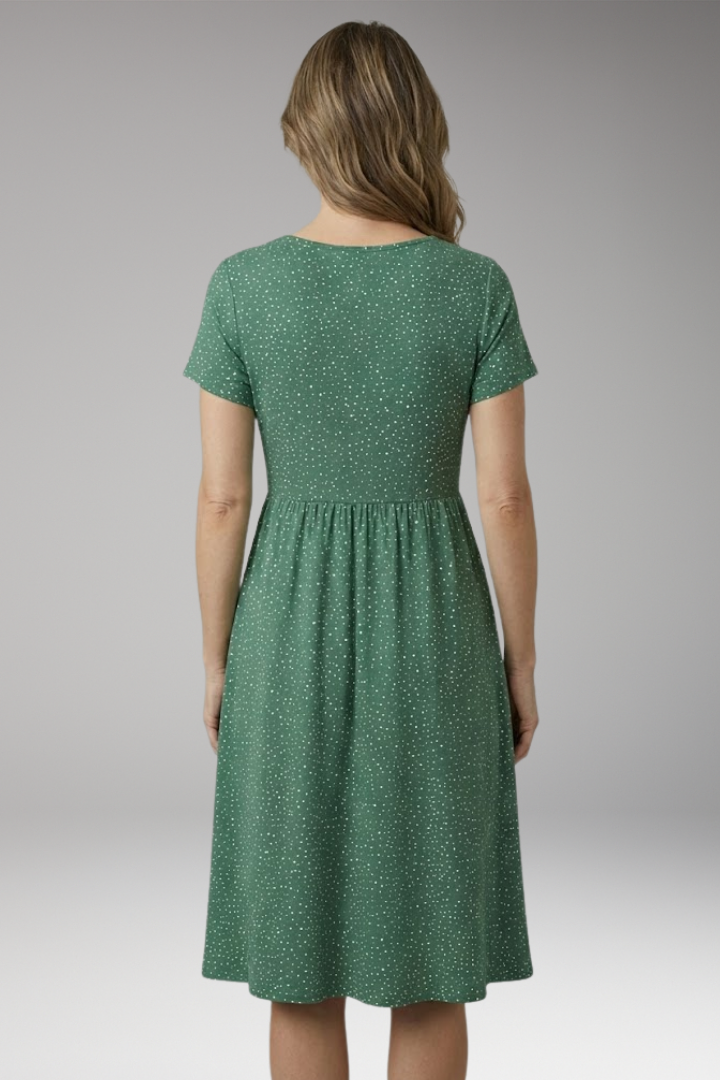 Women's Floral Midi Dress Round Neckline