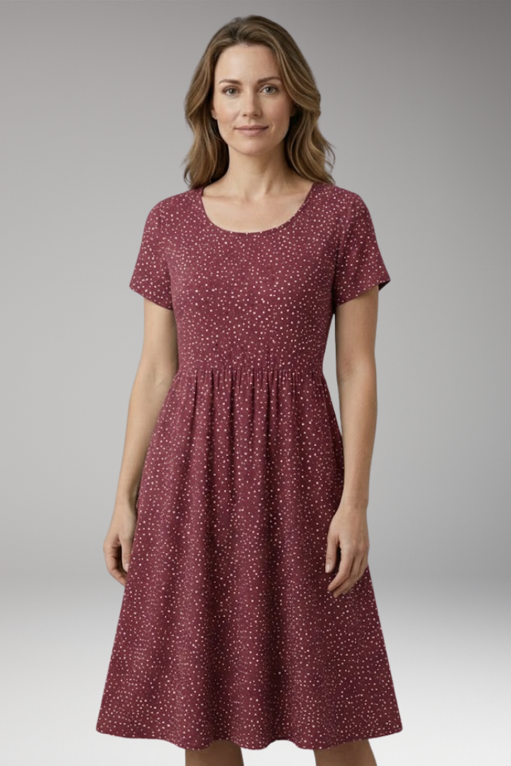 Women's Floral Midi Dress Round Neckline