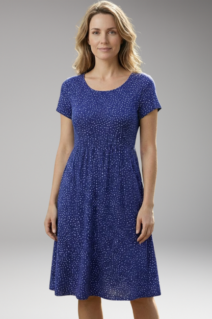 Women's Floral Midi Dress Round Neckline