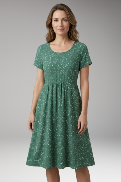 Women's Floral Midi Dress Round Neckline