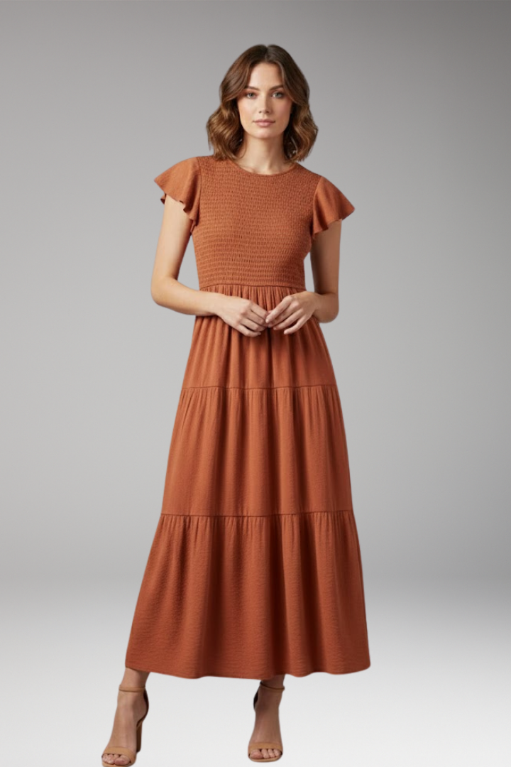 Women's Midi Dress Short Sleeve Relaxed Fit
