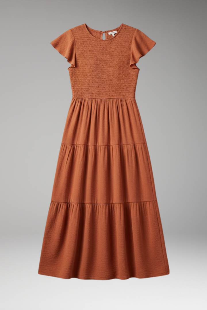 Women's Midi Dress Short Sleeve Relaxed Fit - VibreMode