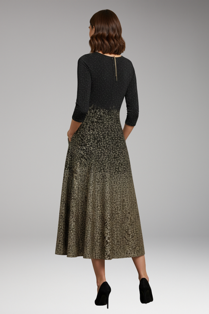 Women's Midi Dress Side Pockets Three-Quarter Sleeves