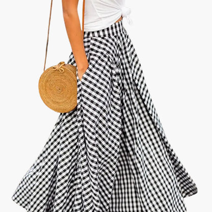 Women's Elastic Waist Midi Skirt Adjustable Hem - VibreMode