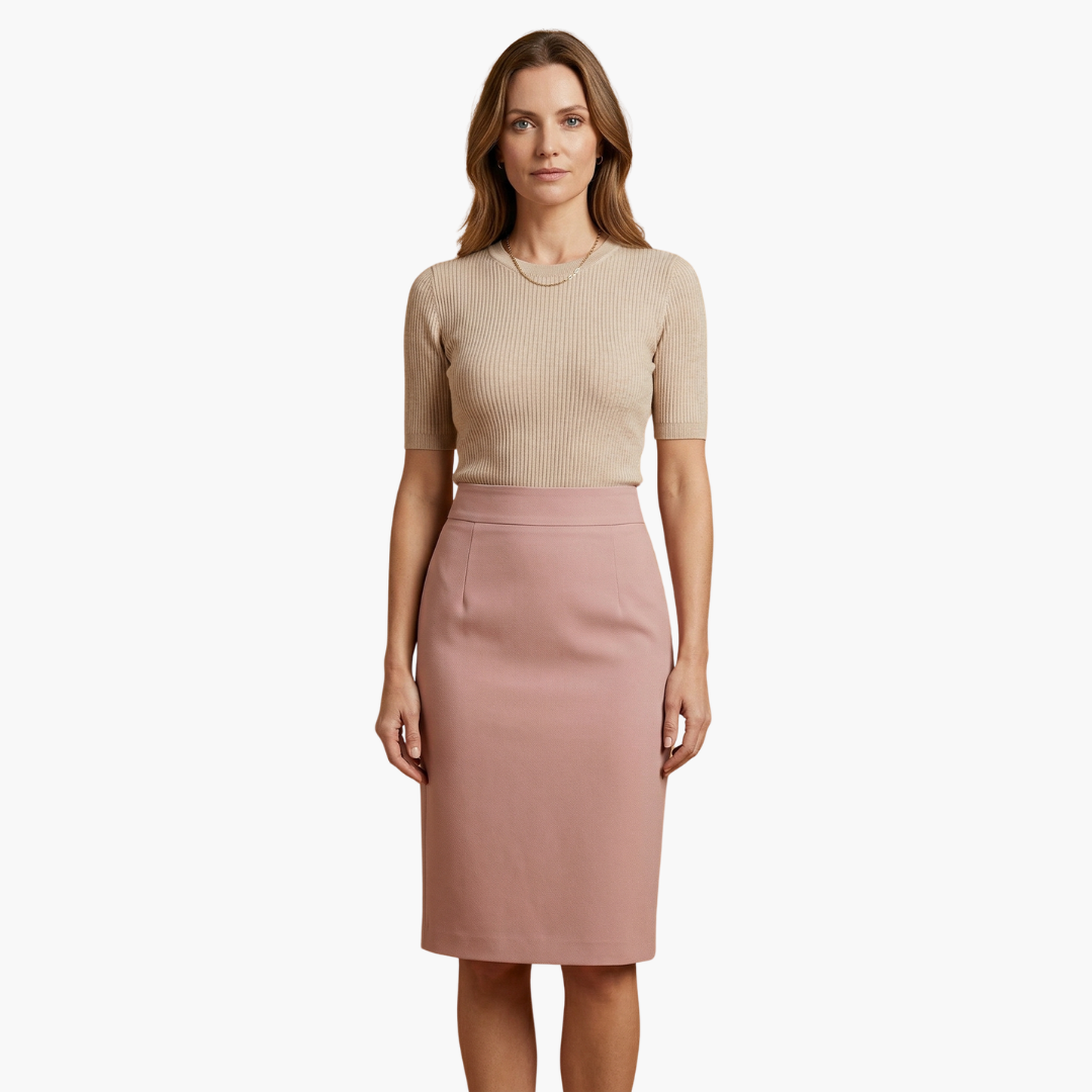 Women's Elastic Waist Midi Skirt Flared Hem - VibreMode