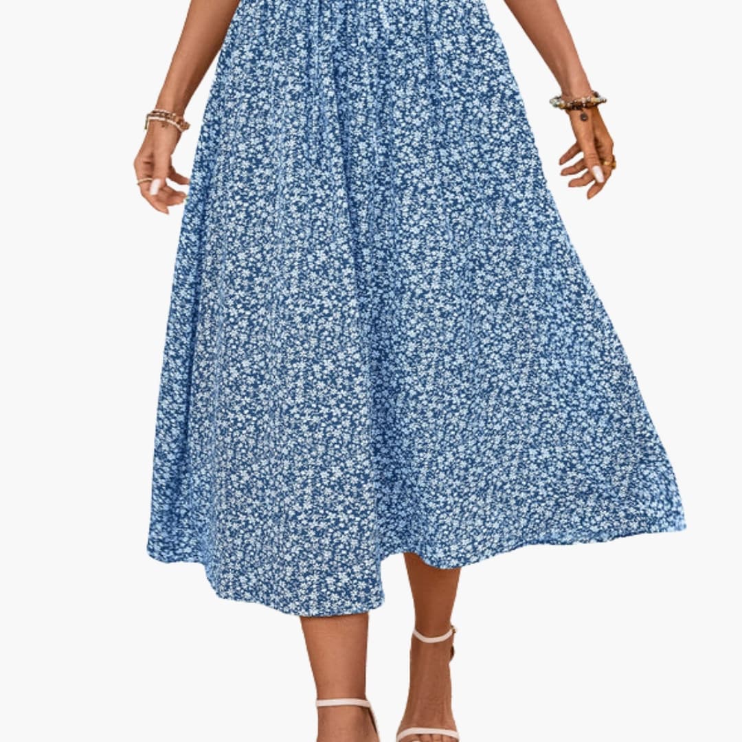 Women's Elastic Waist Midi Skirt Floral Print