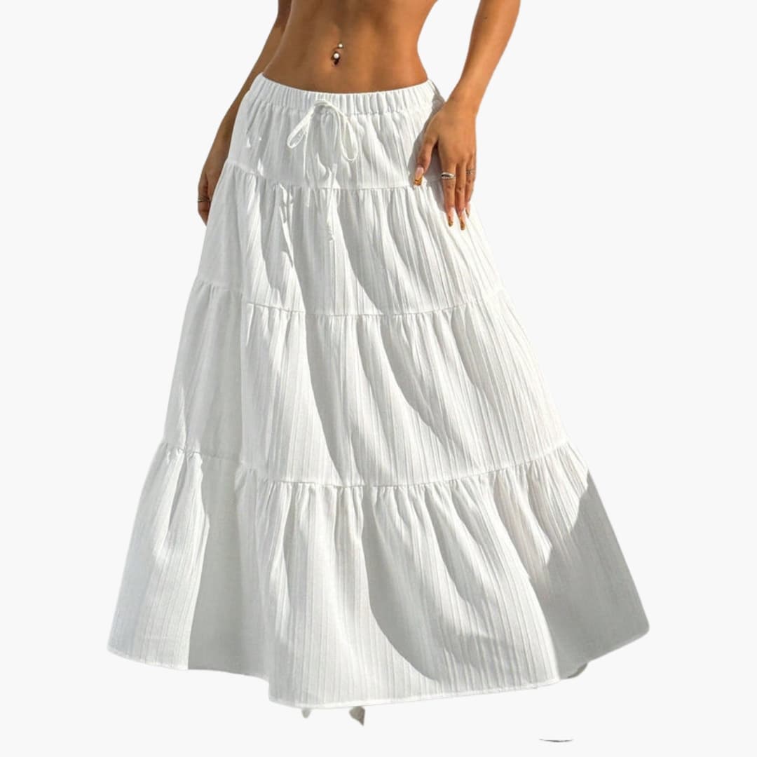Women's Midi Skirt Lace Up Waist Straight Hem