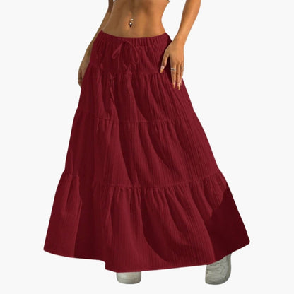 Women's Midi Skirt Lace Up Waist Straight Hem