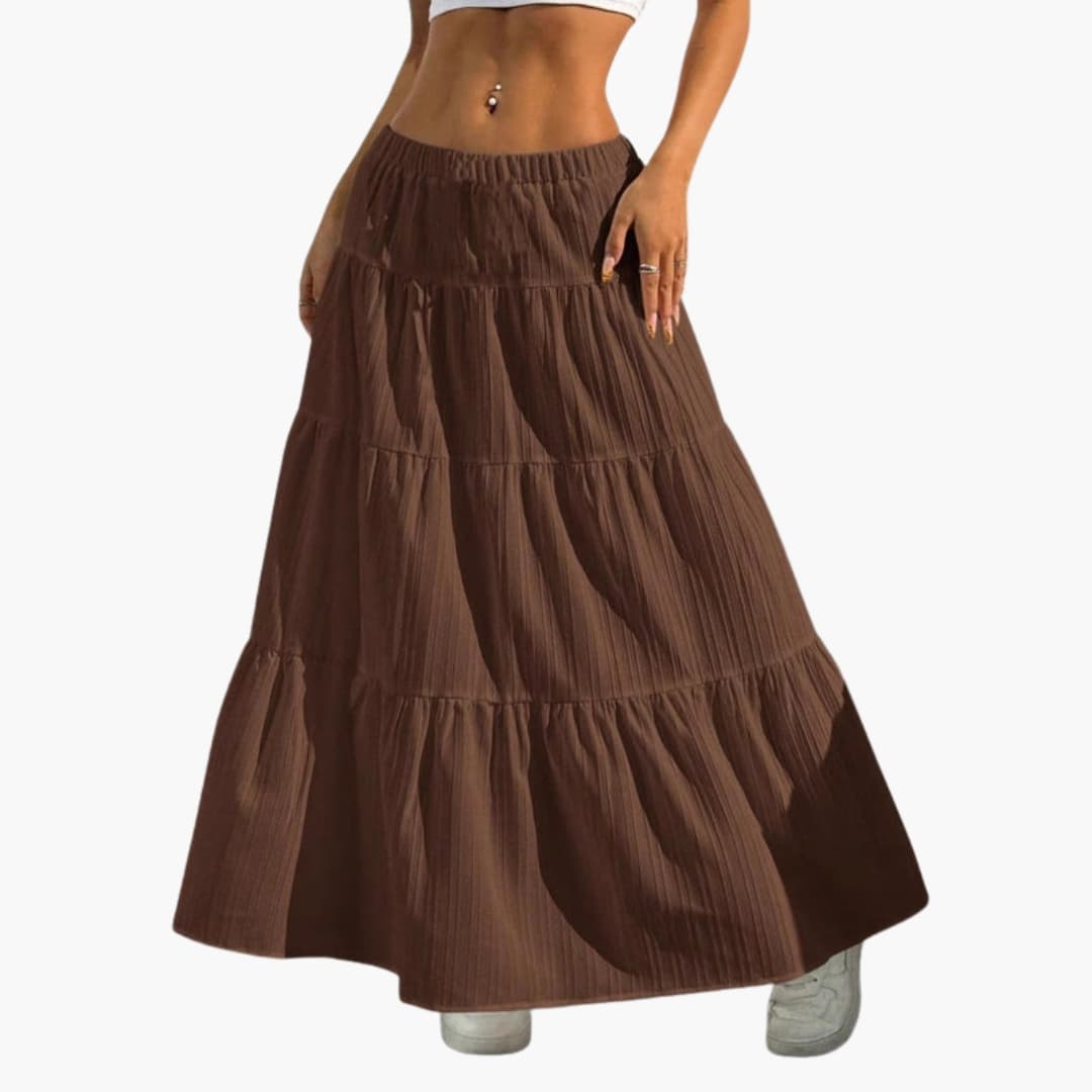 Women's Midi Skirt Lace Up Waist Straight Hem