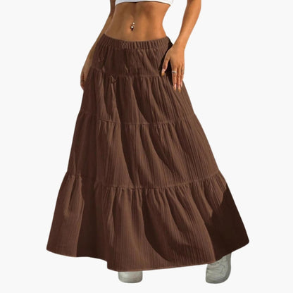 Women's Midi Skirt Lace Up Waist Straight Hem
