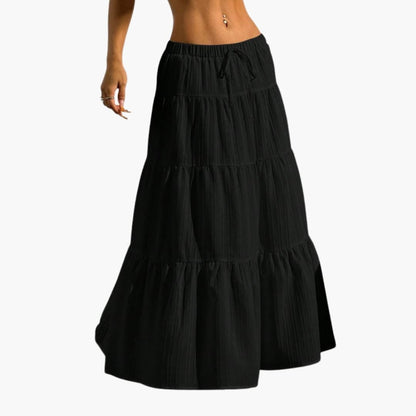 Women's Midi Skirt Lace Up Waist Straight Hem