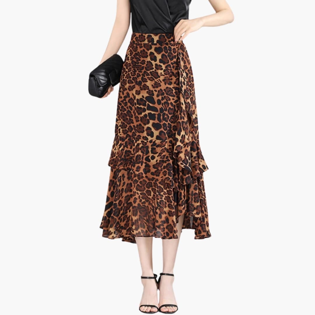 Women's Midi Skirt Elastic Waist Side Split - VibreMode