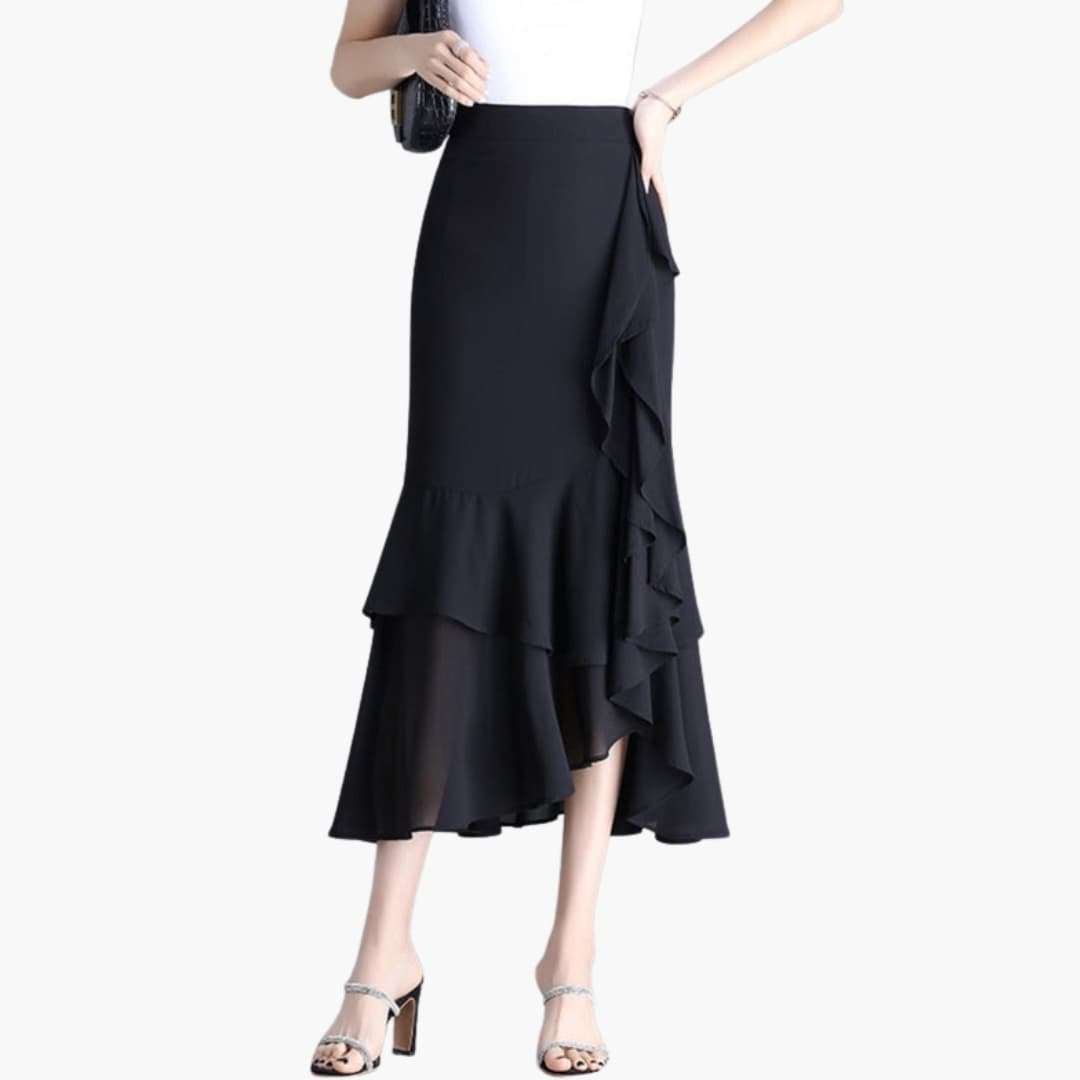 Women's Midi Skirt Elastic Waist Side Split