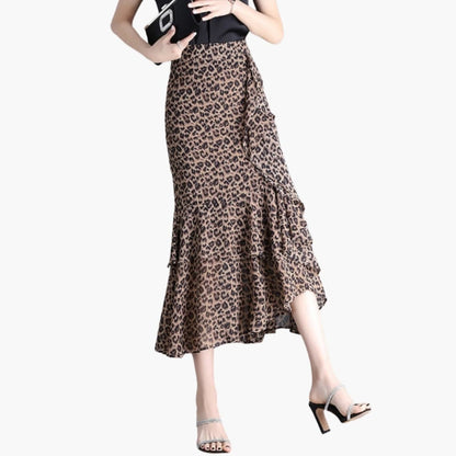 Women's Midi Skirt Elastic Waist Side Split