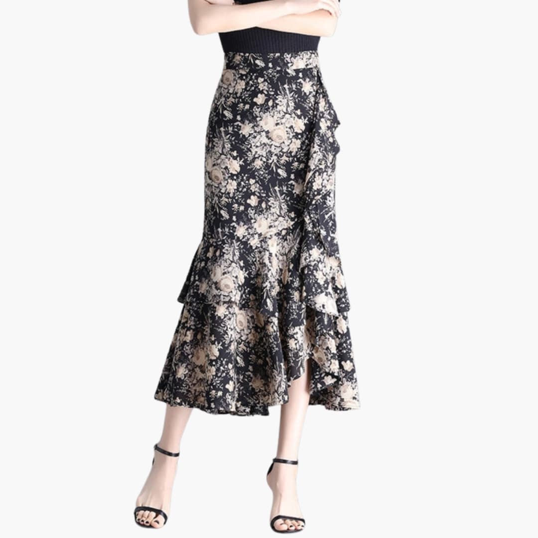 Women's Midi Skirt Elastic Waist Side Split