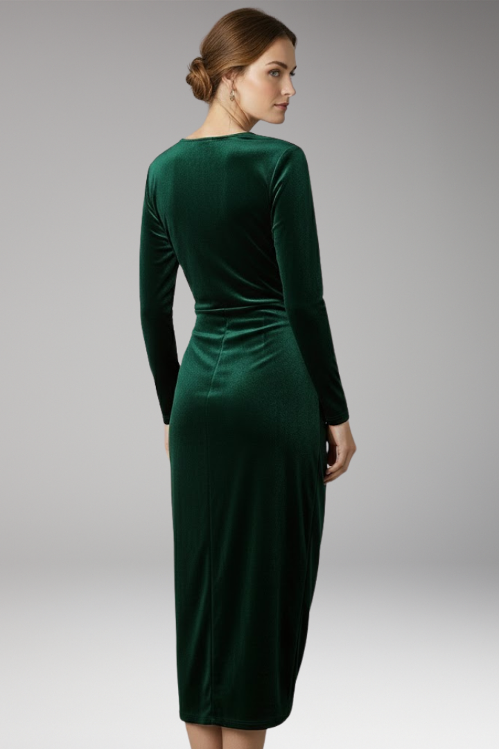 Women's Velvet Midi Dress Flowing Black
