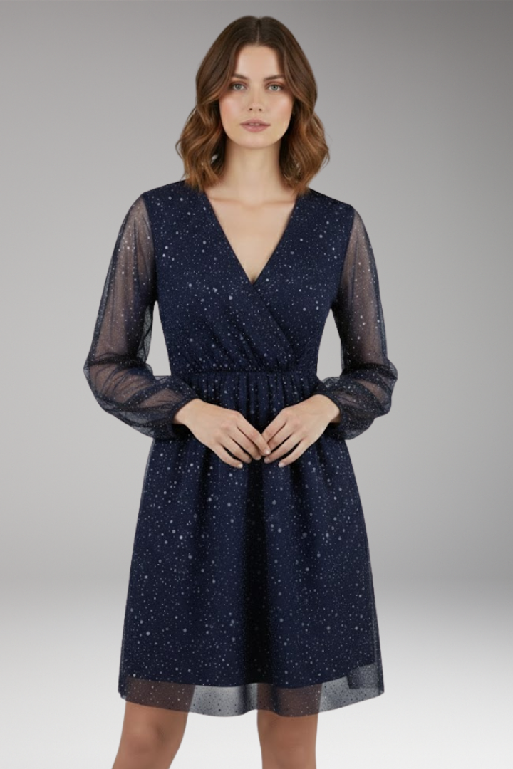 Women's Mini Balloon Sleeve Surplice Dress