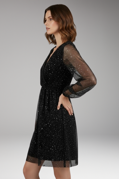 Women's Mini Balloon Sleeve Surplice Dress