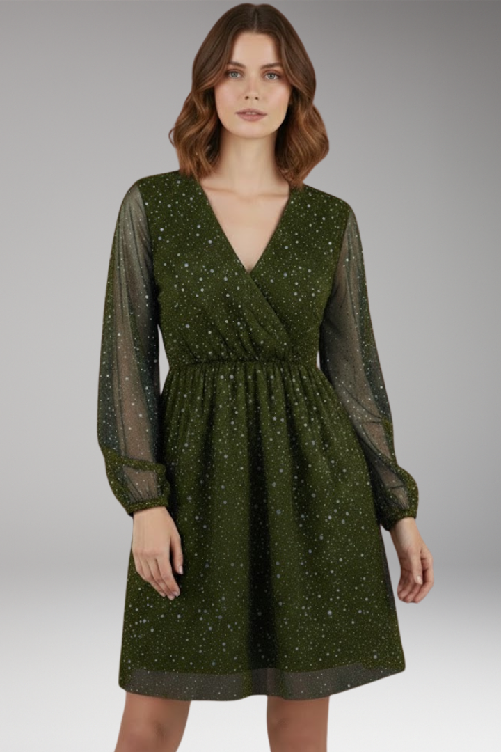 Women's Mini Balloon Sleeve Surplice Dress