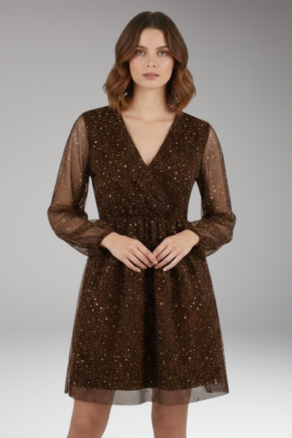 Women's Mini Balloon Sleeve Surplice Dress