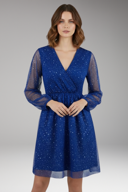 Women's Mini Balloon Sleeve Surplice Dress