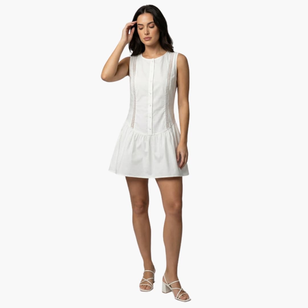 Women's Mini Dress Round Neck Side Cut Outs - VibreMode